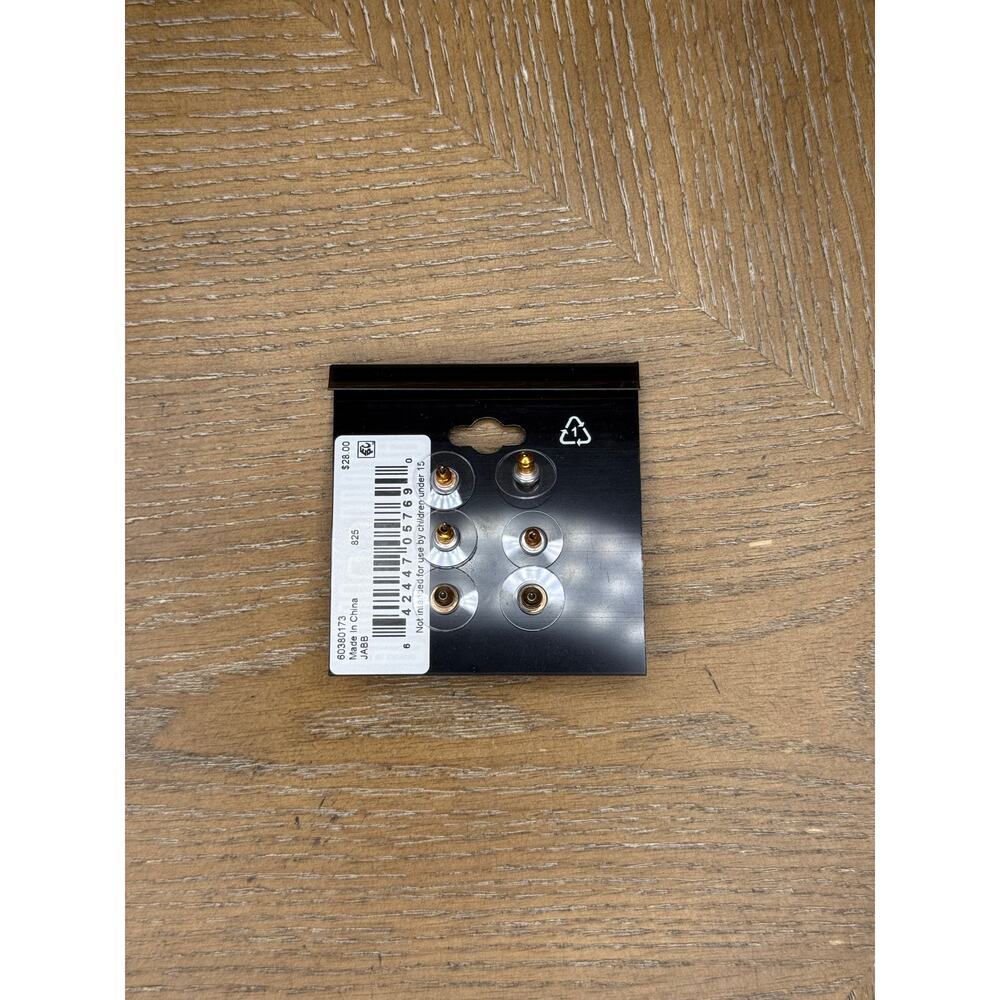 Anne Klein CZ Stud Earrings Set Gold Tone 3 Pairs Classic Round & Ball Studs - Picture 2 of 2